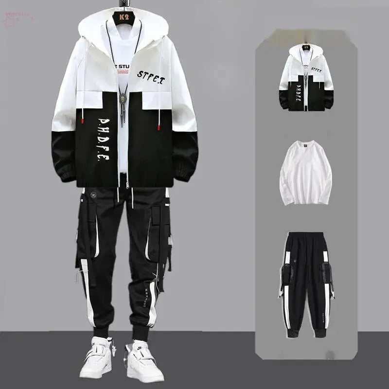 Men's Hip Hop Tracksuit – Two-Piece Autumn Sweatpants & Hoodie Set – Brocelles.