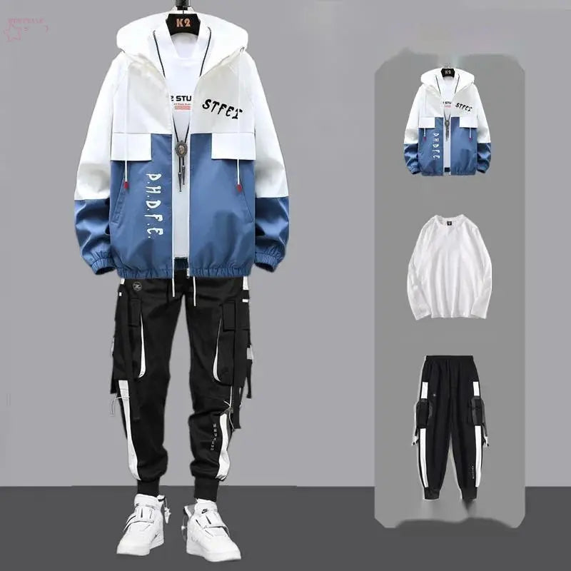 Men Tracksuit Autumn Sportswear Two Piece Sets Man Hip Hop Fashion Sweatpants Brand Clothing Mens Students Sweatsuit Hoodie Suit - Brocelles