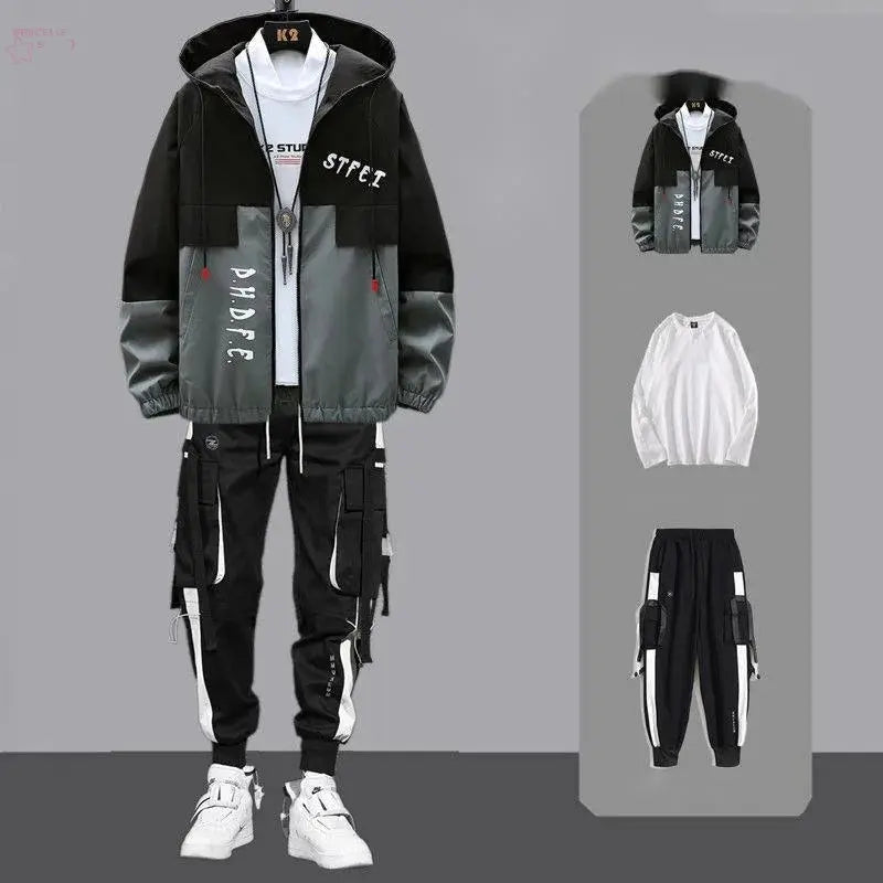 Men Tracksuit Autumn Sportswear Two Piece Sets Man Hip Hop Fashion Sweatpants Brand Clothing Mens Students Sweatsuit Hoodie Suit - Brocelles