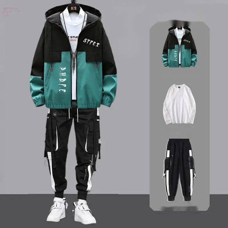 Men Tracksuit Autumn Sportswear Two Piece Sets Man Hip Hop Fashion Sweatpants Brand Clothing Mens Students Sweatsuit Hoodie Suit - Brocelles