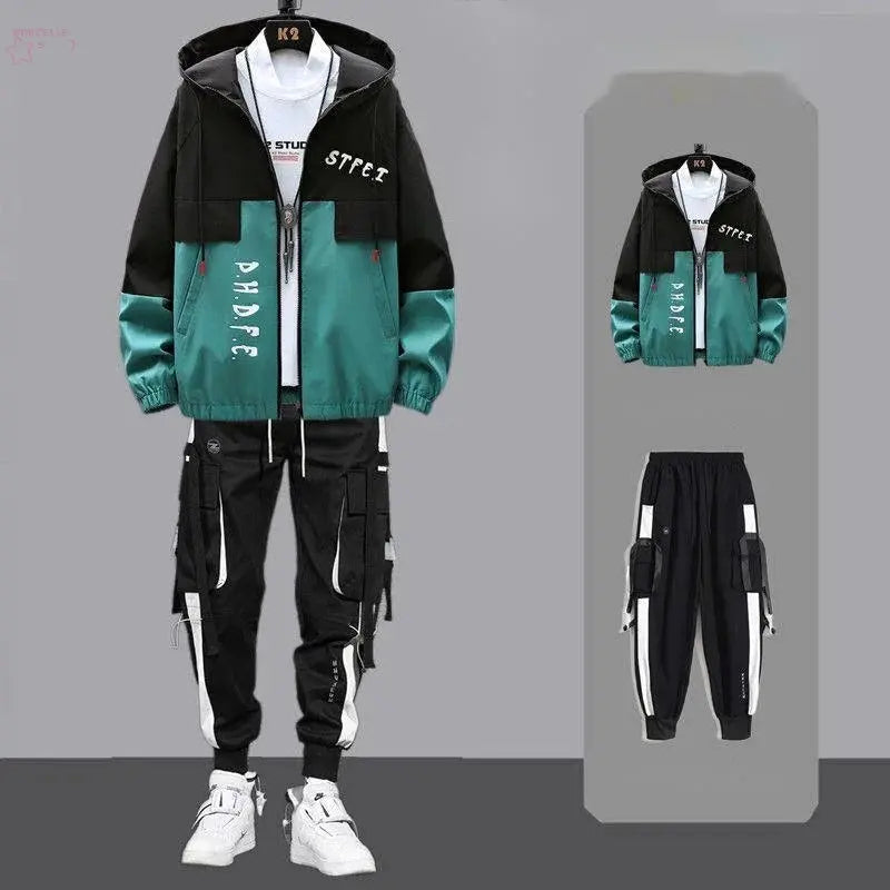 Men Tracksuit Autumn Sportswear Two Piece Sets Man Hip Hop Fashion Sweatpants Brand Clothing Mens Students Sweatsuit Hoodie Suit - Brocelles