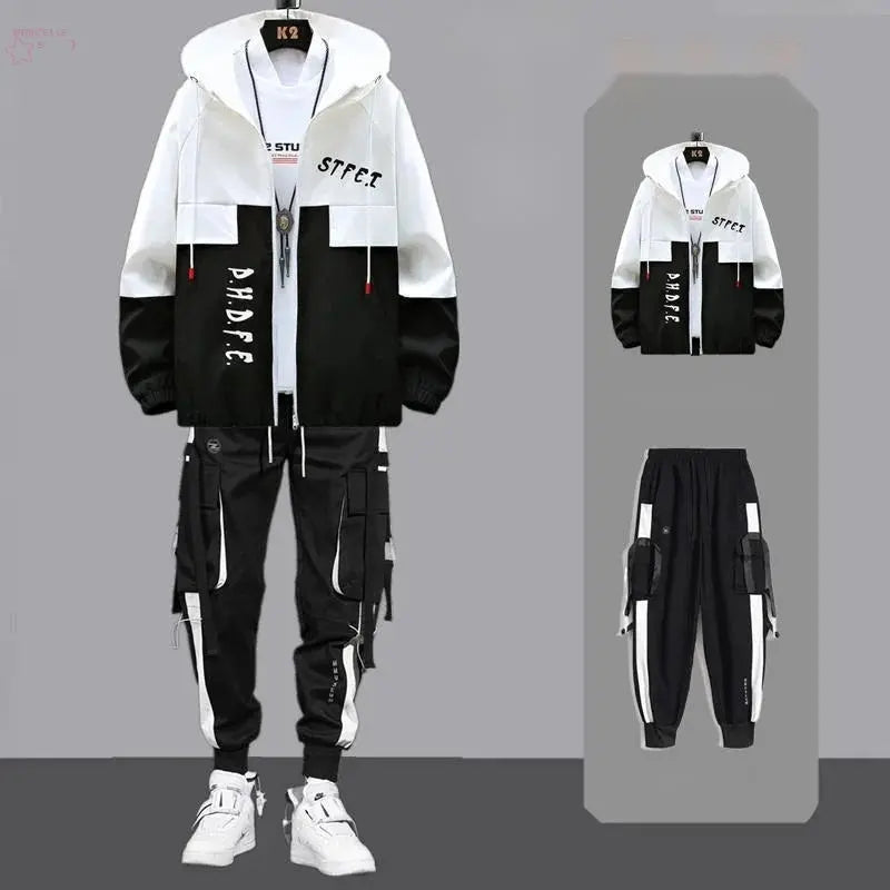 Men Tracksuit Autumn Sportswear Two Piece Sets Man Hip Hop Fashion Sweatpants Brand Clothing Mens Students Sweatsuit Hoodie Suit - Brocelles