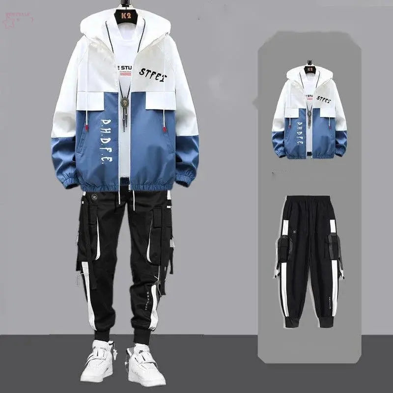 Men Tracksuit Autumn Sportswear Two Piece Sets Man Hip Hop Fashion Sweatpants Brand Clothing Mens Students Sweatsuit Hoodie Suit - Brocelles