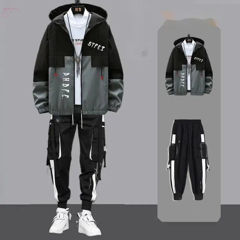 Men Tracksuit Autumn Sportswear Two Piece Sets Man Hip Hop Fashion Sweatpants Brand Clothing Mens Students Sweatsuit Hoodie Suit - Brocelles