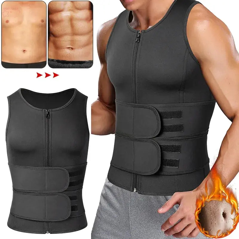 Men Waist Trainer Sauna Vest Fitness Corset Abdomen Slimming Body Shaper Belly Reducing Shapewear Burn Fat Shirt Trimmer Belt - Brocelles