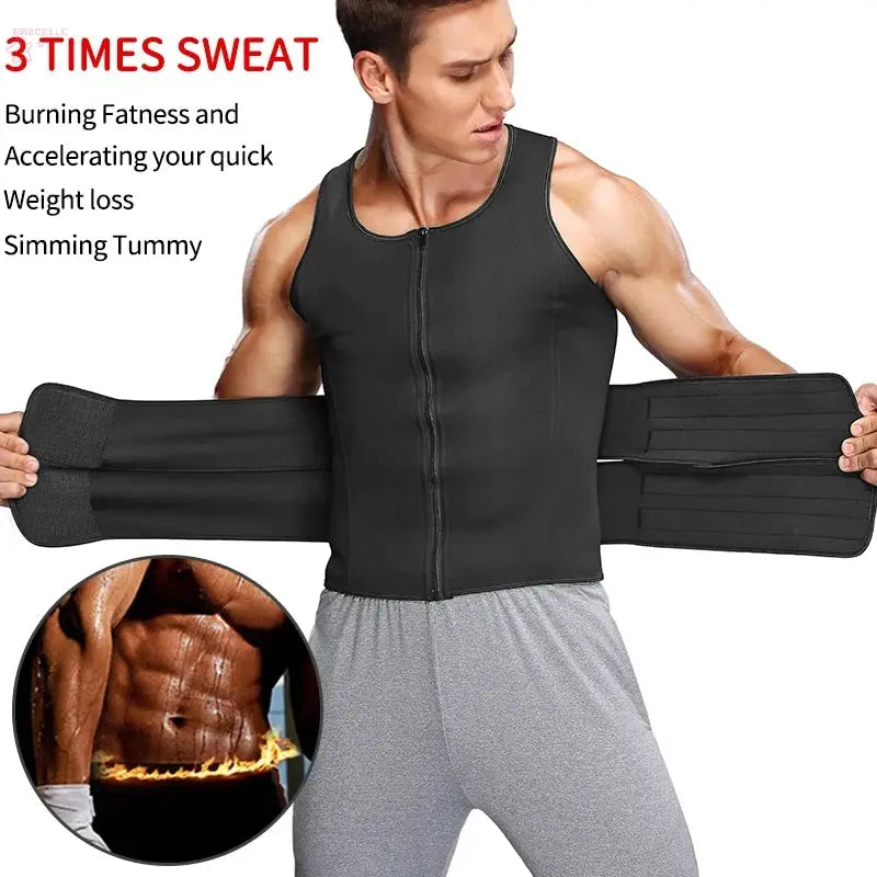 Men Waist Trainer Sauna Vest Fitness Corset Abdomen Slimming Body Shaper Belly Reducing Shapewear Burn Fat Shirt Trimmer Belt - Brocelles