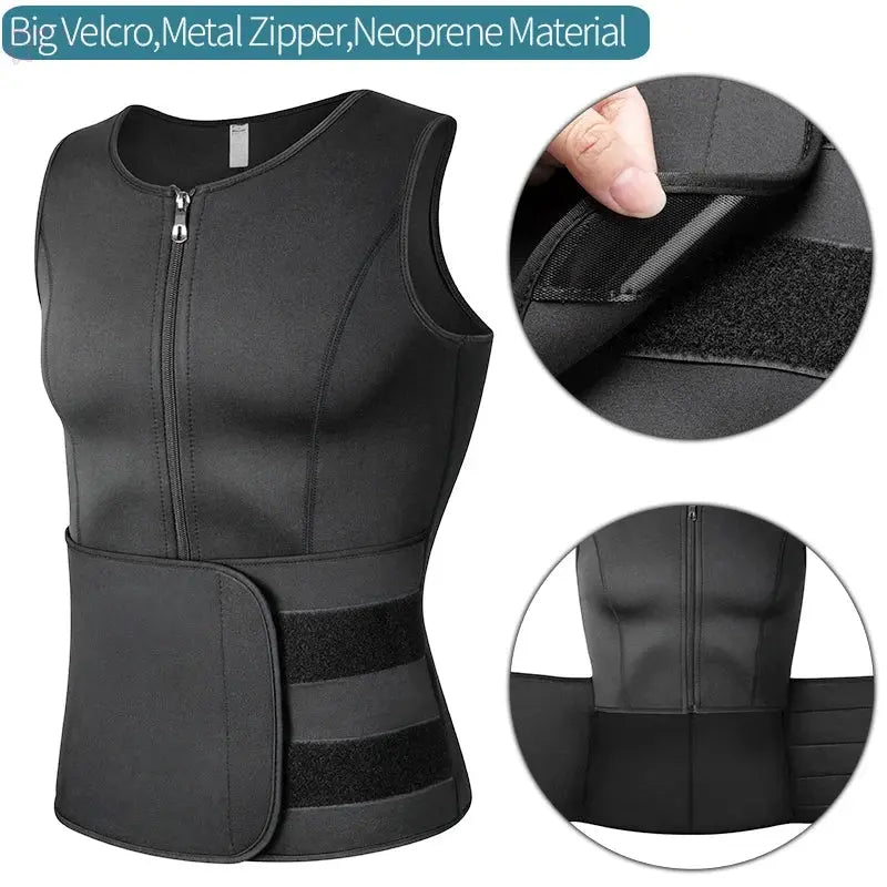 Men Waist Trainer Sauna Vest Fitness Corset Abdomen Slimming Body Shaper Belly Reducing Shapewear Burn Fat Shirt Trimmer Belt - Brocelles