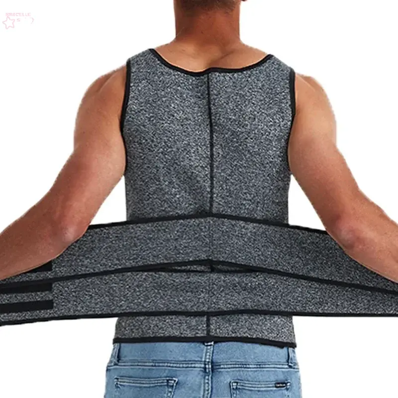 Men's Body Shaper Waist Trainer Sauna Vest Double Belt Sweat Shirt Corset Top Abdomen Slimming Shapewear Fat Burn Fitness Suits - Brocelles