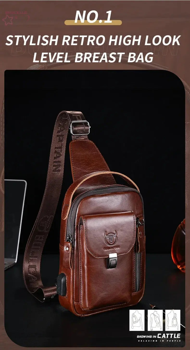 New 100% Cowhide Men's Shoulder Bag Fashion - Brocelles