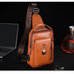 Men's Genuine Leather Chest Bag Casual Retro 7.9-inch Mobile Phone Bag Multifunctional Anti-Theft Crossbody Bag - Brocelles