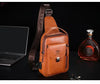 Men's Genuine Leather Chest Bag Casual Retro 7.9-inch Mobile Phone Bag Multifunctional Anti-Theft Crossbody Bag - Brocelles