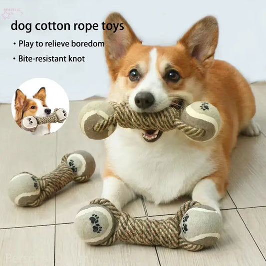 Pet Dog Toys For Large Small Dogs Toy Interactive Cotton Rope Mini Dog Toys Ball For Dogs Accessories Toothbrush Chew Premium Cotton-Poly Tug Toy For Dogs Interactive Rope Dog Toy For Medium Dogs - Brocelles