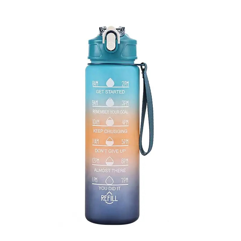 Sports Water Bottle with Time Marker & Leakproof Flip Cover