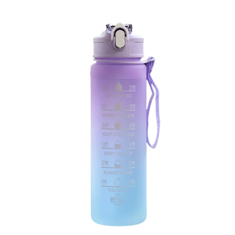 Sports Water Bottle with Time Marker & Leakproof Flip Cover