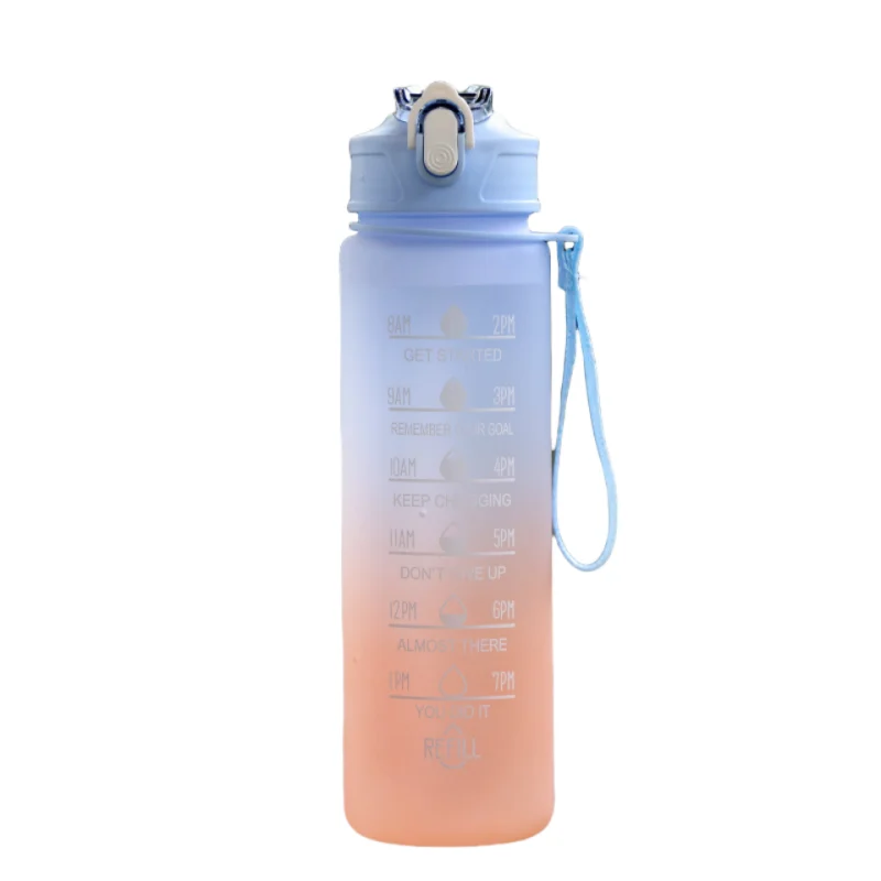 Sports Water Bottle with Time Marker & Leakproof Flip Cover