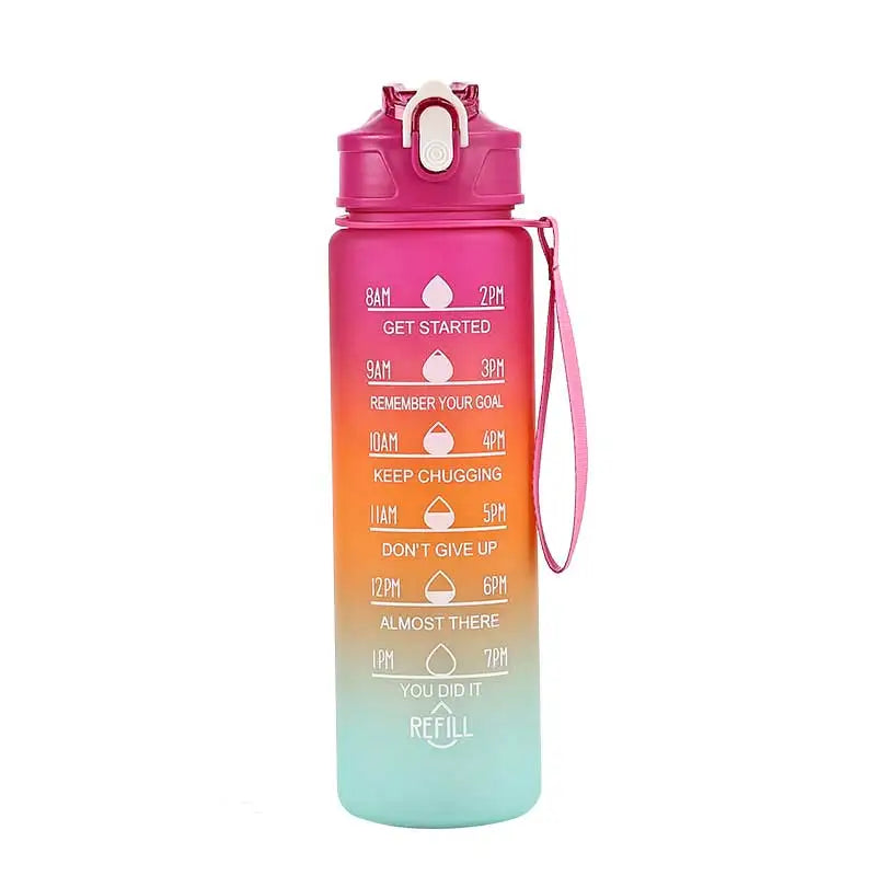 Sports Water Bottle with Time Marker & Leakproof Flip Cover