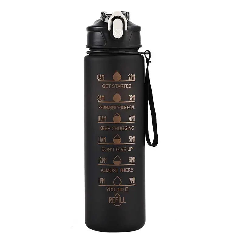 Sports Water Bottle with Time Marker & Leakproof Flip Cover