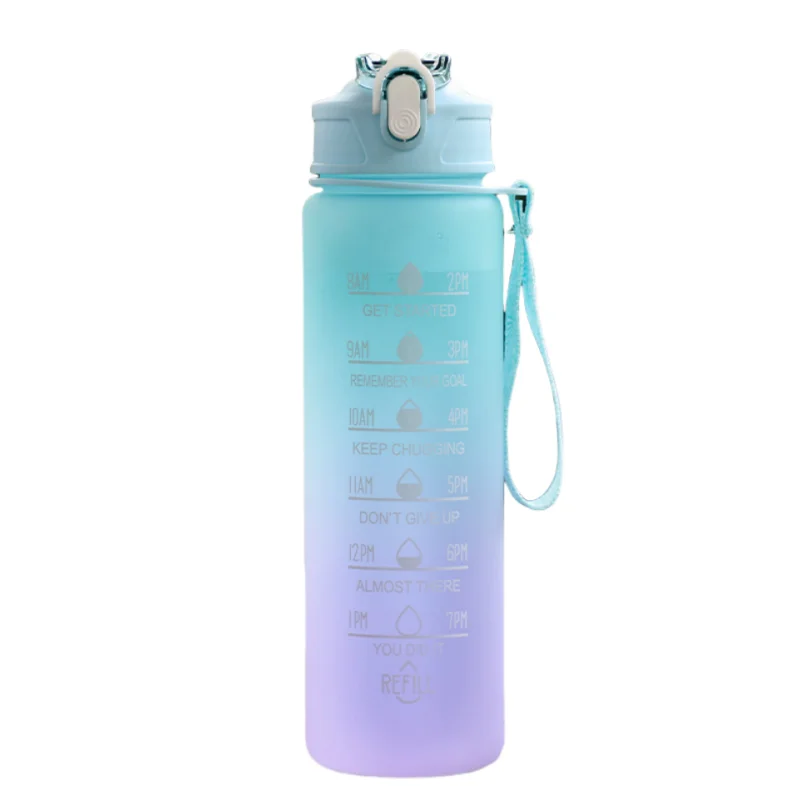 Sports Water Bottle with Time Marker & Leakproof Flip Cover