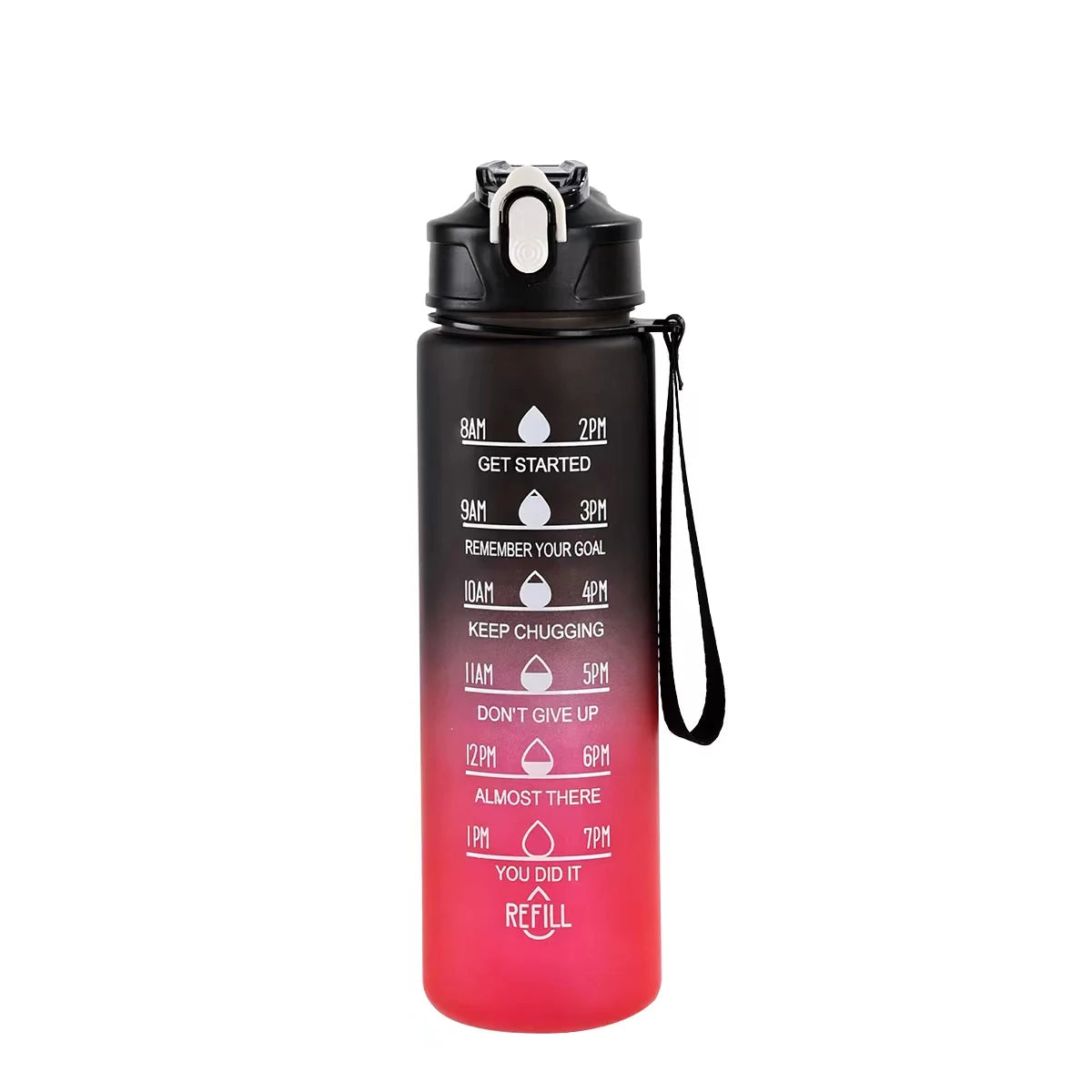 Sports Water Bottle with Time Marker & Leakproof Flip Cover