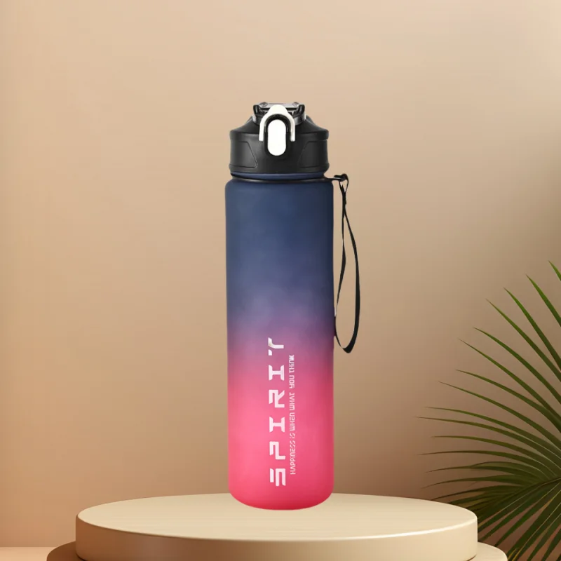 Sports Water Bottle with Time Marker & Leakproof Flip Cover