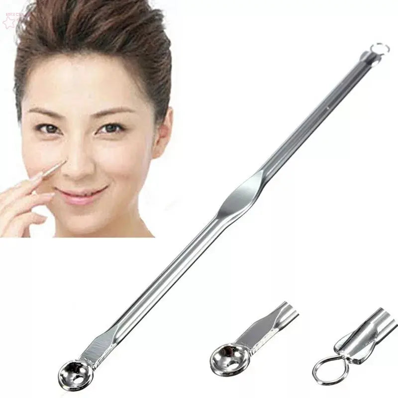 Silver Blackhead & Comedone Extractor – Stainless steel tool for precise and hygienic pore cleansing.