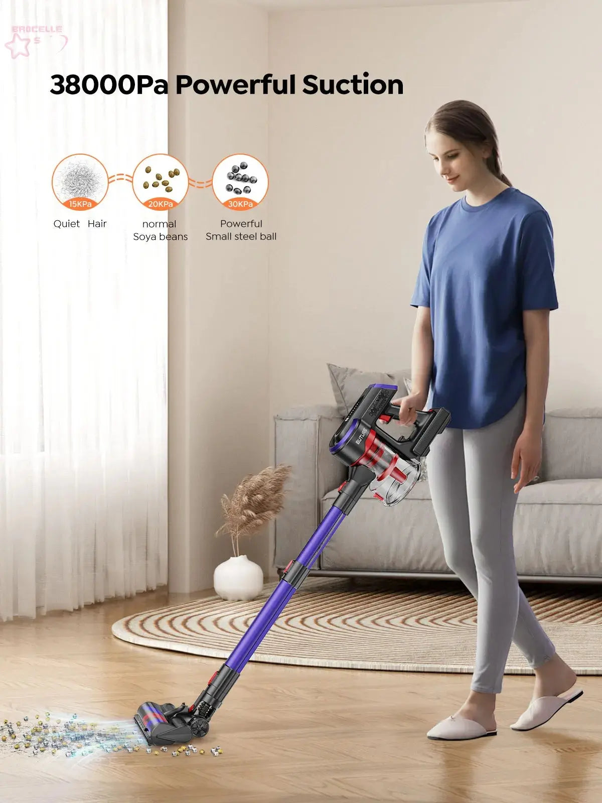 Smart Cleaning with Buture JR400: 38000Pa Cordless Handheld Vacuum with Touch Display & 55 Minutes Runtime!".