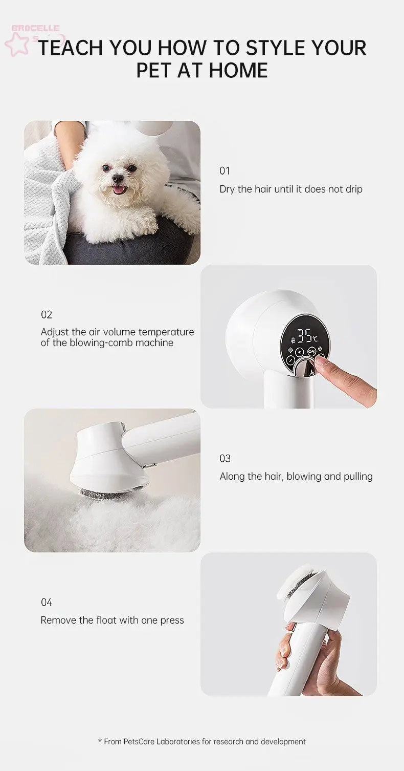 Smart Pet Hair Dryer and Grooming Comb eprolo