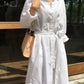 Spring Fashion White Shirt Dress Turn-down Collar Long Sleeve Single Breasted Pockets Belt Woman Dresses Brocelles