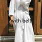 Spring Fashion White Shirt Dress Turn-down Collar Long Sleeve Single Breasted Pockets Belt Woman Dresses Brocelles