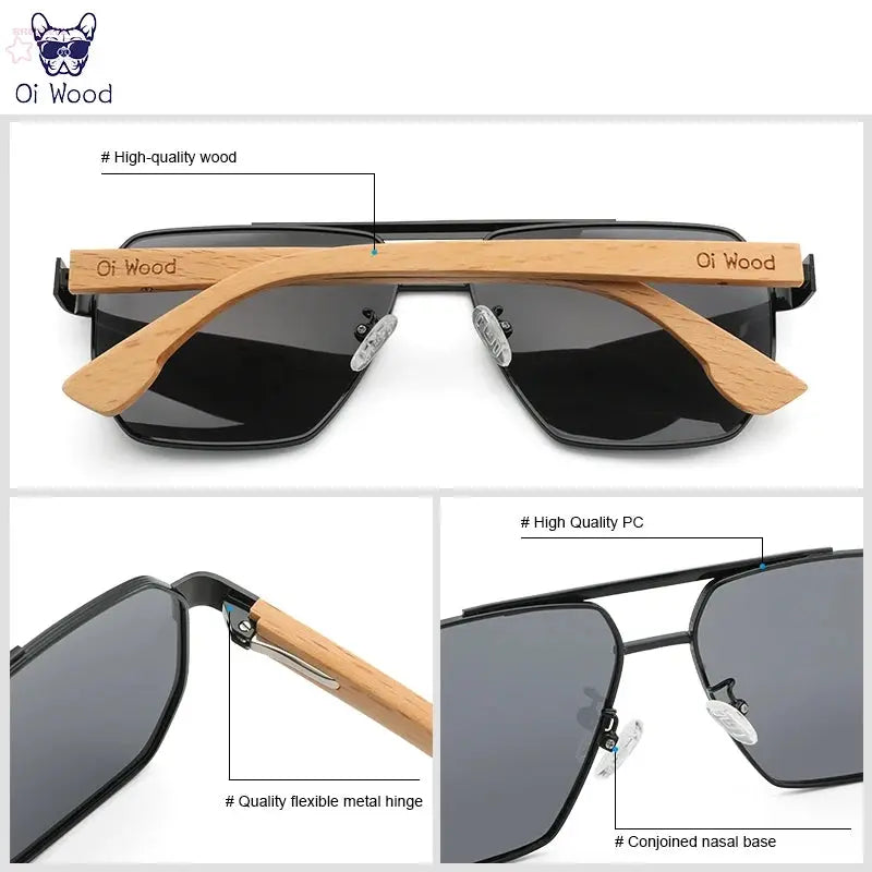 Square Wood Sunglasses for Men & Women - Brocelles