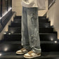 Straight denim trousers for men high-end wide-leg pants loose American high street vibe pants Brocelles