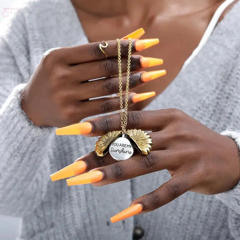 Sunflower Necklace – "You Are My Sunshine" Locket Brocelles.