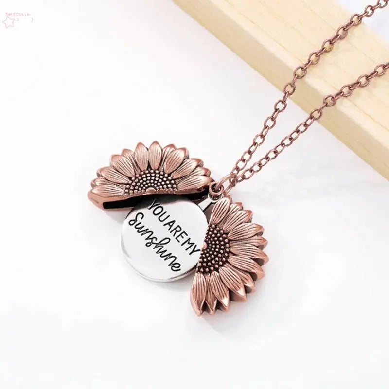 Sunflower Necklace – "You Are My Sunshine" Locket Brocelles.