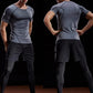 T-shirt Elastic Quick Dry Sport Tops Tee Athletic Gym Workout Shirts Men - Brocelles