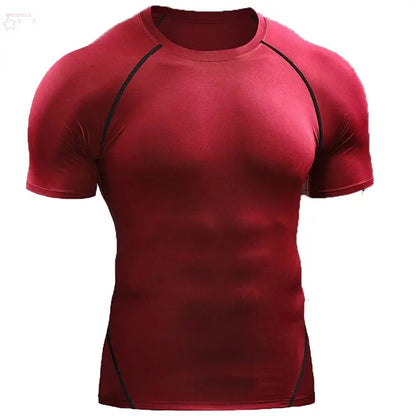 T-shirt Elastic Quick Dry Sport Tops Tee Athletic Gym Workout Shirts Men - Brocelles