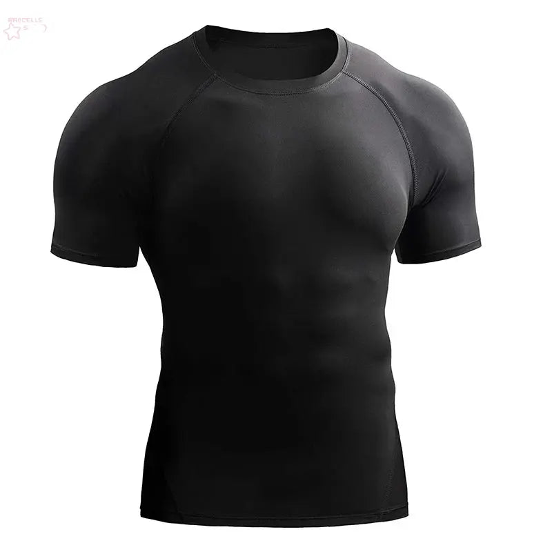 T-shirt Elastic Quick Dry Sport Tops Tee Athletic Gym Workout Shirts Men - Brocelles