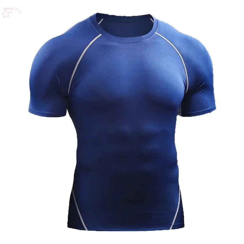 T-shirt Elastic Quick Dry Sport Tops Tee Athletic Gym Workout Shirts Men - Brocelles