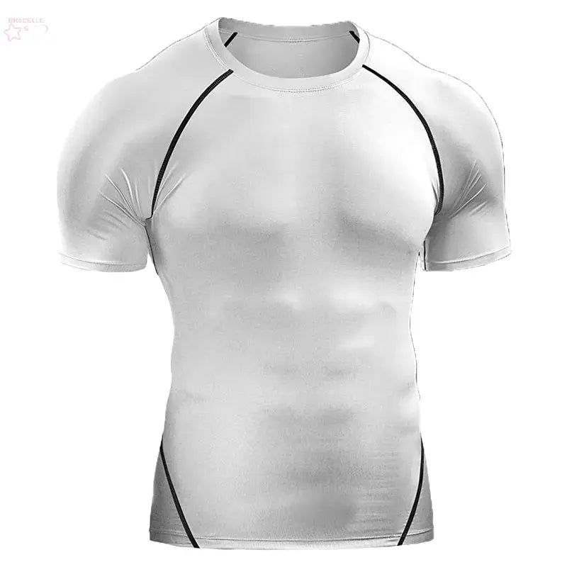 T-shirt Elastic Quick Dry Sport Tops Tee Athletic Gym Workout Shirts Men - Brocelles