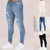 Trend 2024 Sweatpants Men Fit Solid Ripped Denim Harem Pants Casual Black Blue White Destroyed Jeans Pants - Brocelles