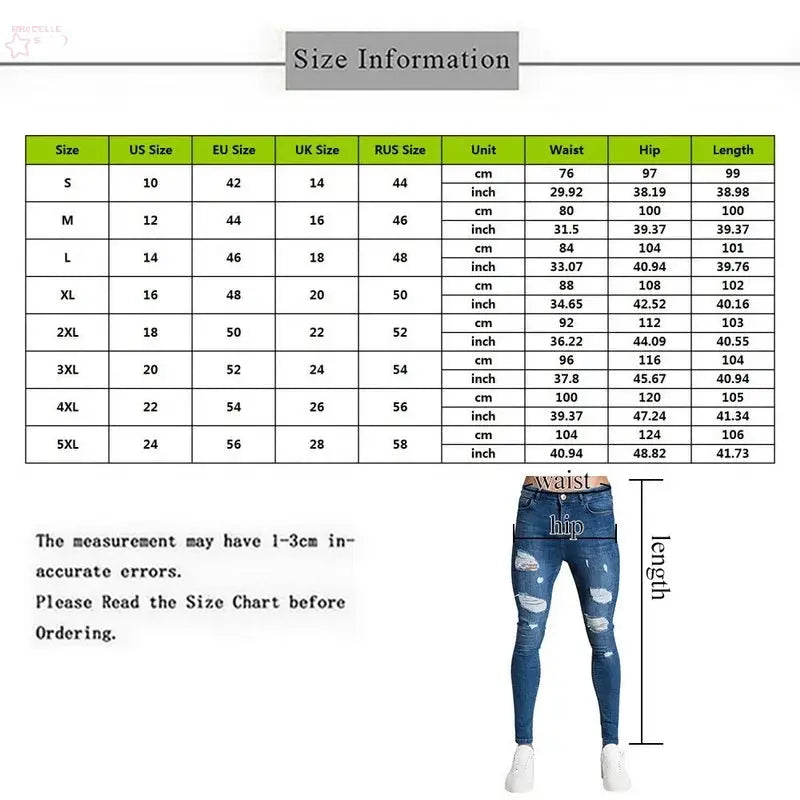 Trend 2024 Sweatpants Men Fit Solid Ripped Denim Harem Pants Casual Black Blue White Destroyed Jeans Pants - Brocelles