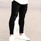 Trend 2024 Sweatpants Men Fit Solid Ripped Denim Harem Pants Casual Black Blue White Destroyed Jeans Pants - Brocelles