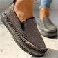 Wearing thick soled lazy casual rhinestones, Korean version versatile student shoe trend Brocelles