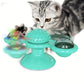 New Windmill Cat Toys Cute Rotating Interactive Cat Toy - Indoor Windmill Cat Toy With Suction Cup Catnip & Jagged Teeth Middle Ball, Smart Kitten Rotating Spinner Exercise Toy, Toothbrush & Massager - Brocelles