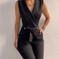 Women Casual V Neck Jumpsuits Button - Brocelles