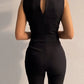 Women Casual V Neck Jumpsuits Button - Brocelles