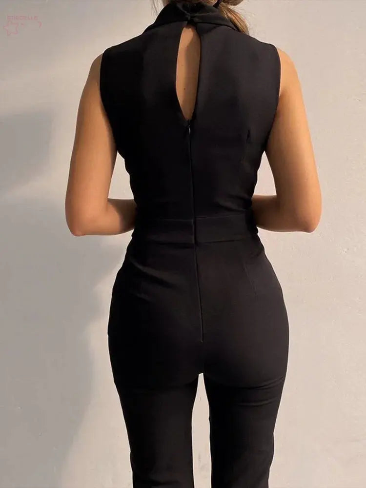 Women Casual V Neck Jumpsuits Button - Brocelles