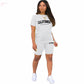 Womens Summer Tracksuit Print T-Shirt+Shorts 2 Piece Sets Fashion - Brocelles