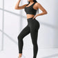 Yoga Basic 2pcs Seamless High Stretch Yoga Set Tracksuit Gym Set Crisscross Back Cami Hip-hugging Tummy Control Leggings - Brocelles