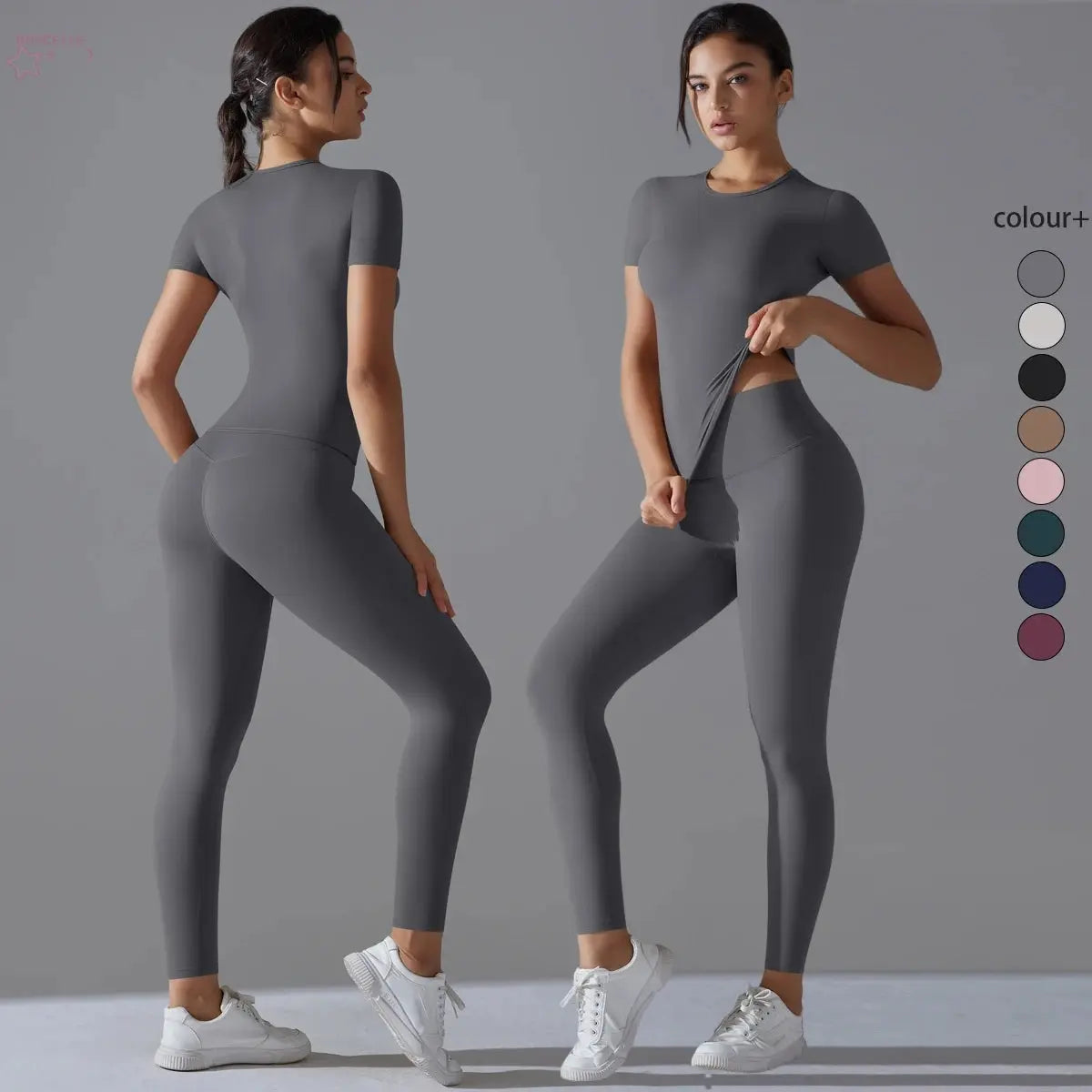 Quick-Drying Gym Leggings Set – Breathable, Stretchy Yoga Suit & Sports Set with Active Top and Slim-Fit Yoga Pants for Fitness and Gym Workouts.